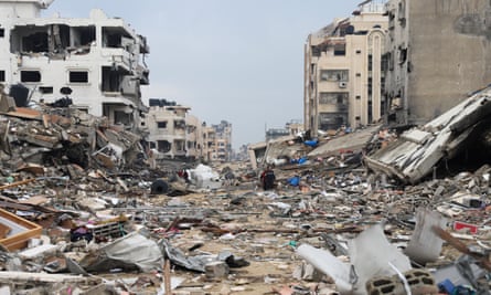 Destroyed buildings and rubble.