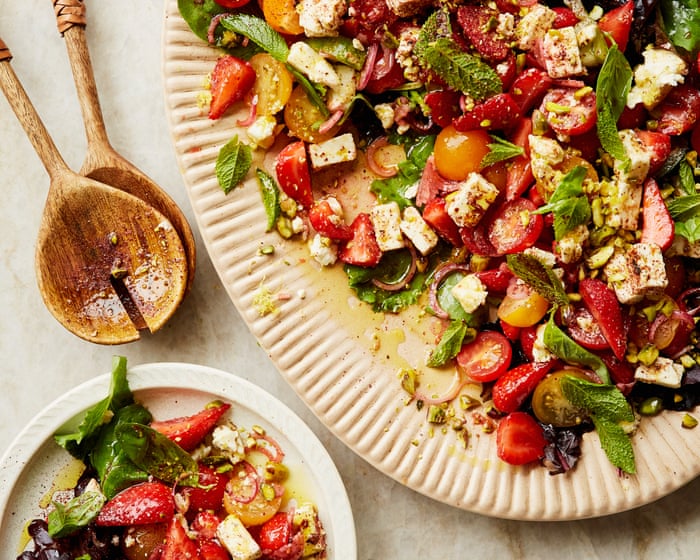 Sami Tamimi’s recipes for courgette and maftoul bake, and sumac-marinated feta salad