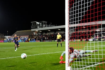 Bruno Guimarães misses a penalty for Arsenal in the shootout against Fleetwood.