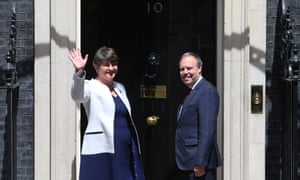 The DUP leader, Arlene Foster, and MP Nigel Dodds arrive at 10 Downing Street.
