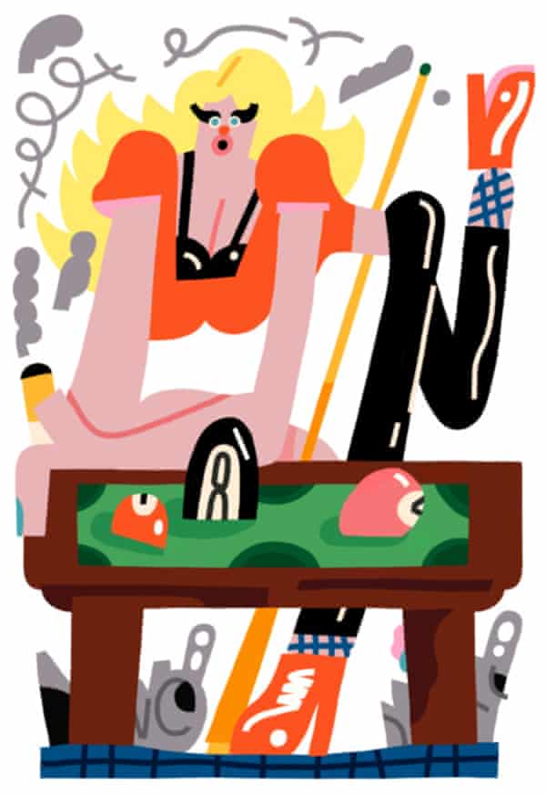 Illustration of woman at pool table