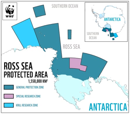 A map released by WWF showing the protected area of the Ross Sea
