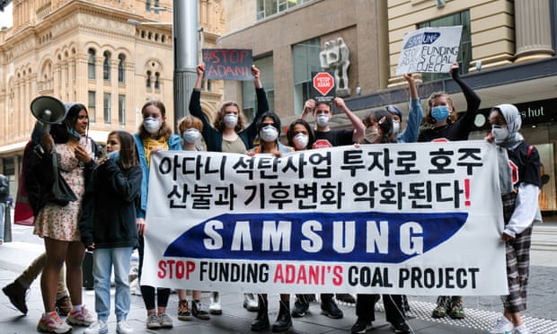 The School Strike 4 Climate Australia protest outside a Samsung store in Sydney on Wednesday.