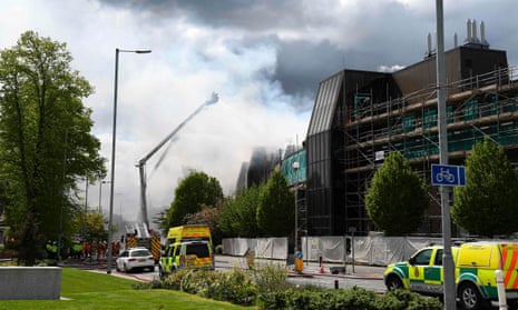 Firefighters tackle a blaze at Christie hospital