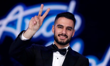 Palestinian singer Yaqoub Shaheen after winning the final of Arab Idol in Beirut.