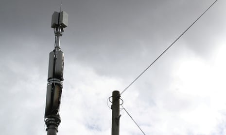 A telecommunications mast damaged by fire in Sparkhill, Birmingham.