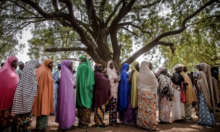 Women queue to vote, Malkohi refugee camp, Nigeria