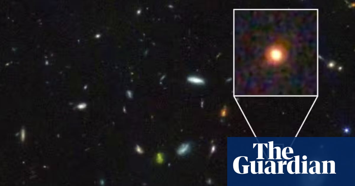 Supermassive black hole at heart of ancient galaxy 'far larger than expected' - The Guardian