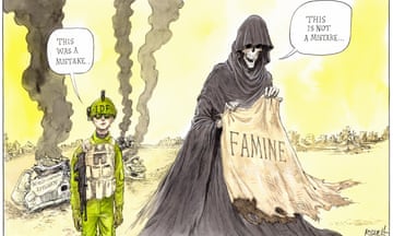 Chris Riddell illustration of the spectre of famine haunting Gaza