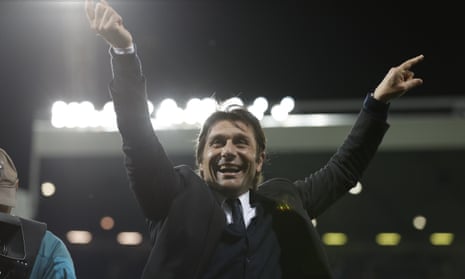 Premier League match between West Bromwich Albion and Chelsea at The Hawthorns on May 12, 2017 in West Bromwich, England. Photo by Tom Jenkins
Chelsea celebrate winning the title.
Antonio Conte