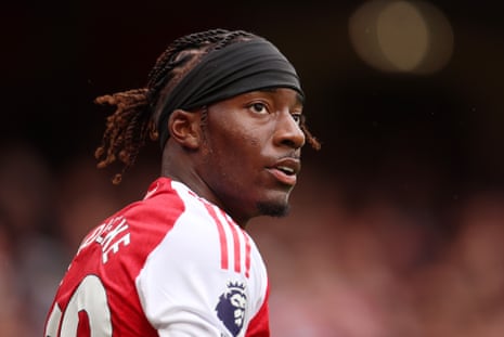 Arsenal’s Noni Madueke during the English Premier League soccer match between Arsenal and Nottingham Forest at the Emirates Stadium in London, Britain, 13 September 2025.
