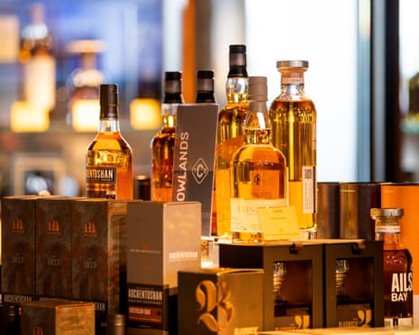 Malts on display in the specialist whisky shop at the Clydesdale Distillery, Glasgow