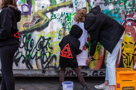The outside of the 40ft shipping container has been covered in graffiti, though Cauty knocked back professional graffiti artists who offered their services