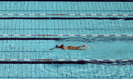A swimmer training