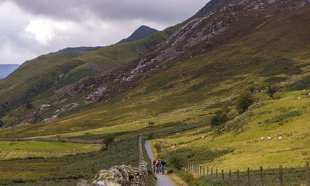 Riding through spectacular Nant Ffrancon.