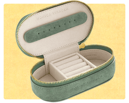 Monica Vinader Mini Suede jewellery Box, Green