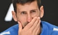 Novak Djokovic attends a press conference during the Australian Open 2024