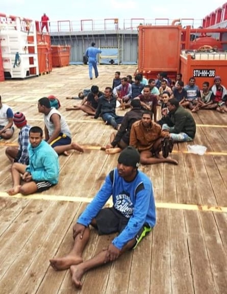 Conditions on board the Maridive 601 were insufferable, with little food and water, said aid groups.
