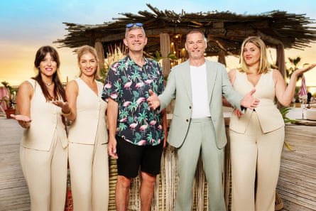 Teresa Moreno, Cici Coleman, Merlin Griffiths, Fred Sirieix and Rolita de Porres line up for First Dates Beach Club.