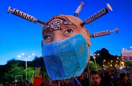 An anti-vaxx protest in Bucharest in 2021