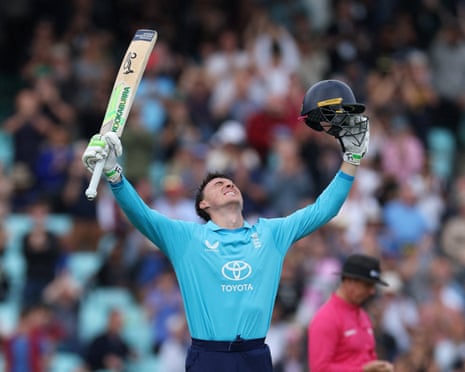 Tom Banton shows his delight after reaching three figures in the win against Sri Lanka