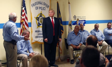 Trump at a Fraternal Order of Police lodge in Statesville, N.C., Thursday.