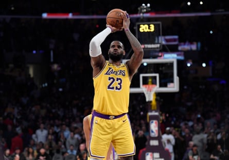 LeBron James of the Los Angeles Lakers scoring free throw earlier this year.