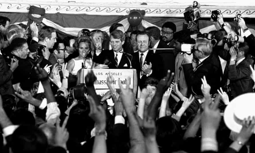 Bobby Kennedy addresses campaign workers moments before being shot in Los Angeles in 1968.