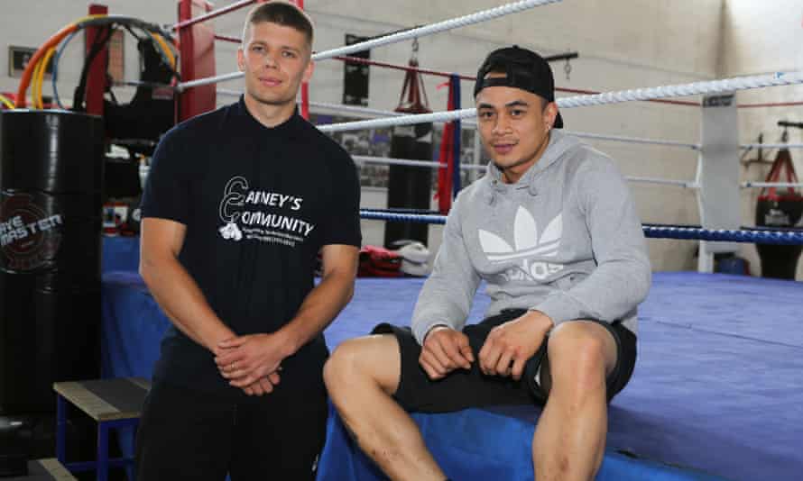 Youth worker Rory Bradshaw, left, and boxing coach Giz Chu at Carney’s Community centre in Battersea.