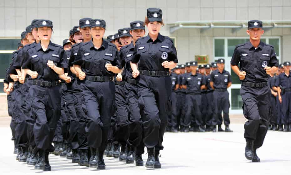 Policewomen from Special Weapons and Tactics (SWAT) t in Xinjiang