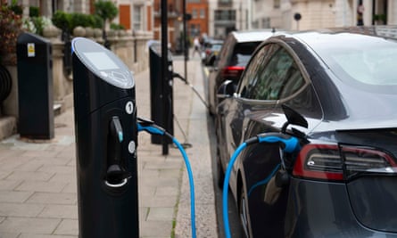 An electric car charging point in London