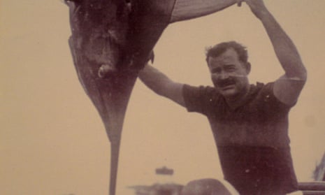 Ernest Hemingway with another blue marlin in 1936 on North Bimini, Bahamas.