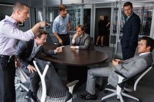 Penchant for braggadocio … Ryan Gosling, bottom right, as Jared Vennett.