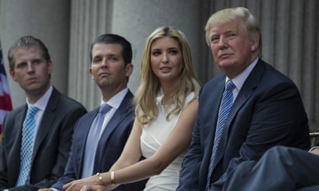 Donald Trump, right, with his children Eric Trump, Donald Trump Jr and Ivanka Trump in 2014.