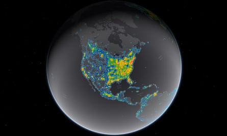 The bright areas on the map show where the glow from artificial lighting blots out the stars and constellations.