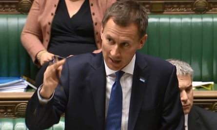 Jeremy Hunt speaks during a debate on the NHS in the House of Commons