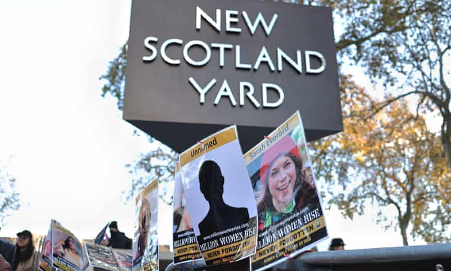 A protest outside New Scotland Yard in London in November  against police brutality against women.