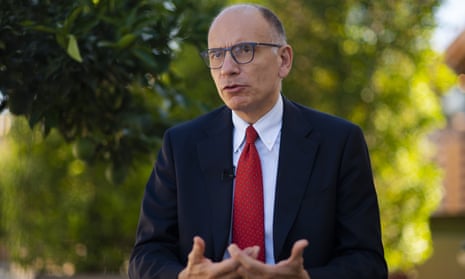 Enrico Letta speaks during an interview with The Associated Press in Rome in 2022.