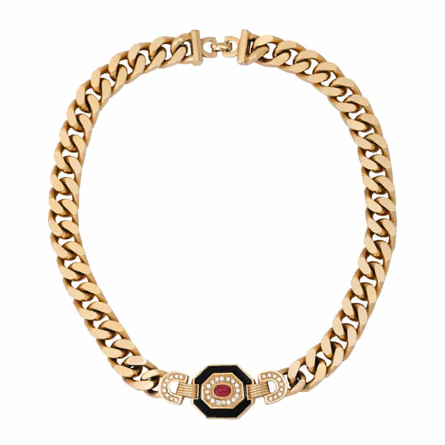 Gold with art deco clasp necklace