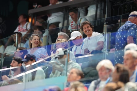 Tom Cruise with spectators at the Bercy Arena.