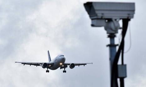 A plane landing at Gatwick airport