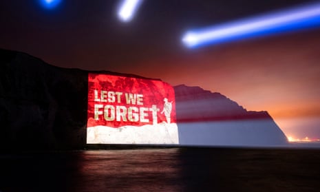 Projected image on the White Cliffs of Dover to mark the 100th anniversary of the Battle of the Somme, and to help launch a scheme to support Armed Forces veterans.