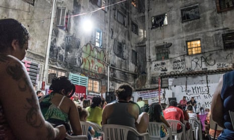Residents of the Mauá occupation oin a former hotel in São Paulo gather to discuss their possible eviction