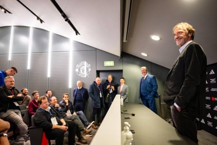 14 January 2024 Prospective new owner of Manchester United, Sir Jim Ratcliffe, meets members of the press ahead of the match with Tottenham at Old Trafford. It ended 2-2.