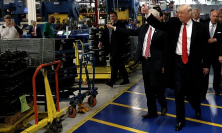 President-elect Donald Trump tours a Carrier factory in Indianapolis, Indiana, on 1 December 2016.