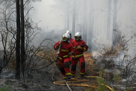 Firefighters work in the Marcheprime area west of Bordeaux.