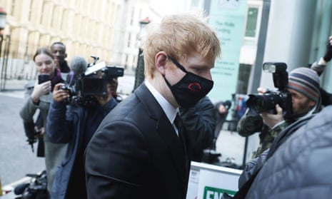 Ed Sheeran arrives at court for the copyright trial.