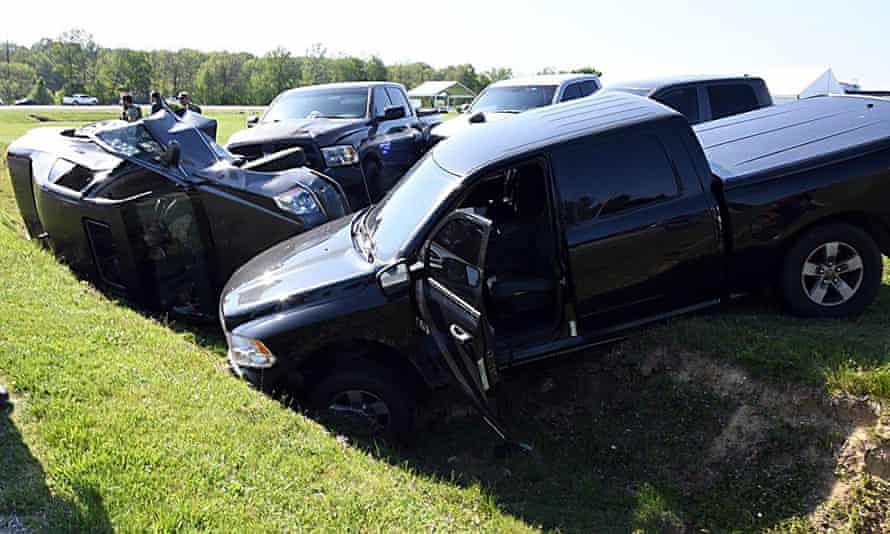 The scene in Evansville, Indiana, where Vicky White shot herself after the Cadillac in which she was escaping after being rammed by pursuers.