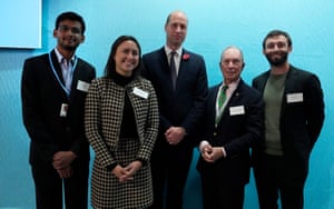 Prince William and Michael Bloomberg stand with Earthshot Prize winners