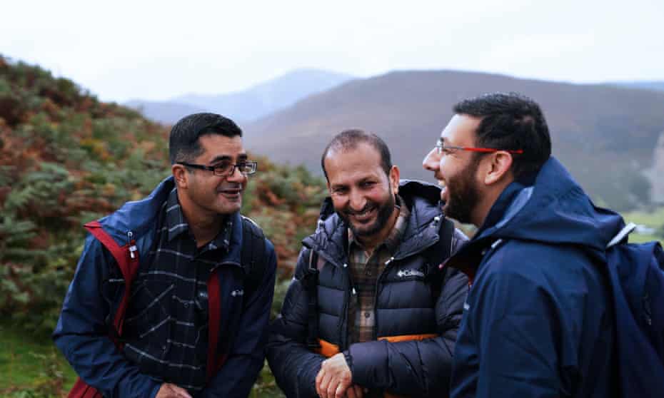 Three hikers from the Glasgow-based Boots and Beards hiking group.